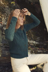 ESTONIAN BORDER CARDIGAN IN SPRUCE 100% CASHMERE