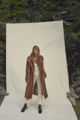 TRENCH COAT IN HONEY MINK 100% SILK CHARMEUSE HAND TIE DYED LINING