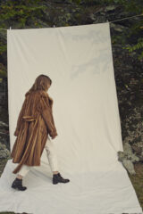 TRENCH COAT IN HONEY MINK 100% SILK CHARMEUSE HAND TIE DYED LINING