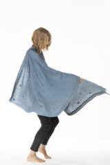 ASSAM SHAMINA IN SLATE 100% CASHMERE, YARN DYED, HAND EMBROIDERED