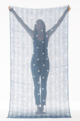 LINEN EL MELHFA ALL OVER DOTS SHAWL IN SLATE & IVORY 100% LINEN, HAND TIE DYED