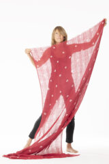 LINEN EL MELHFA ALL OVER DOTS SHAWL IN CHAY & IVORY 100% LINEN, HAND TIE DYED