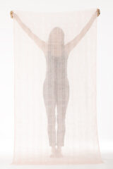 LINEN EL MELHFA ALL OVER DOTS SHAWL IN ANTICO & IVORY 100% LINEN, HAND TIE DYED
