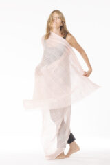LINEN EL MELHFA ALL OVER DOTS SHAWL IN ANTICO & IVORY 100% LINEN, HAND TIE DYED