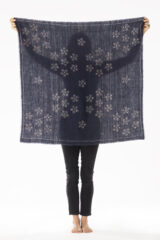 COLABA MICRO TIE BANDANA IN NAVY & IVORY 100% CASHMERE, HAND TIE DYED