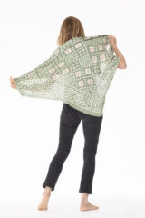 MICRO DOT KALAGAI BANDANA IN MOSS, ANTICO & IVORY 100% CASHMERE, HAND TIE DYED