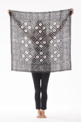 MICRO DOT KALAGAI BANDANA IN FUR BROWN, ANTICO & IVORY 100% CASHMERE, HAND TIE DYED