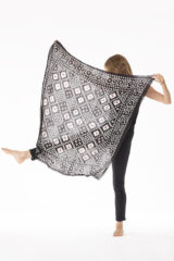MICRO DOT KALAGAI BANDANA IN FUR BROWN, ANTICO & IVORY 100% CASHMERE, HAND TIE DYED