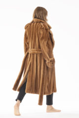 TRENCH COAT IN HONEY MINK WITH 100% SILK CHARMEUSE HAND TIE DYED LINING