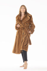 TRENCH COAT IN HONEY MINK WITH 100% SILK CHARMEUSE HAND TIE DYED LINING