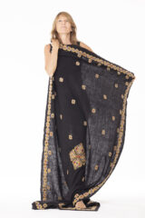 CORINTHIA SHAWL IN FUR BROWN, CAMEL, DUSTY LILAC & ROSE 100% CASHMERE, YARN DYED, HAND EMBROIDERED