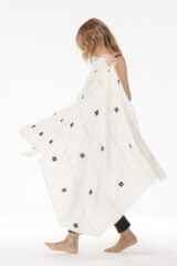 CHIAPAS SHAMINA IN IVORY & FUR BROWN 100% CASHMERE, YARN DYED, HAND EMBROIDERED